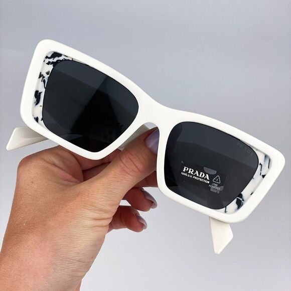 Prada PR08YS 02V5S0 Sunglasses White Havana Black Gray Cat Eye Unisex main image 13